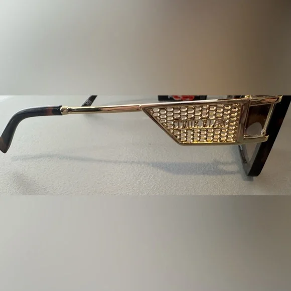 True Religion tortoise shell oversized Square Sunglasses metal frame logo - Picture 3 of 4